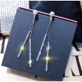thumbnail image 1 of Pendientes de perlas con borlas largas y aguja de plata 925 para dos usos, temperamento simple, pendientes de diamantes, cara redonda, finos, ideales para caras redondas, 1 of 5