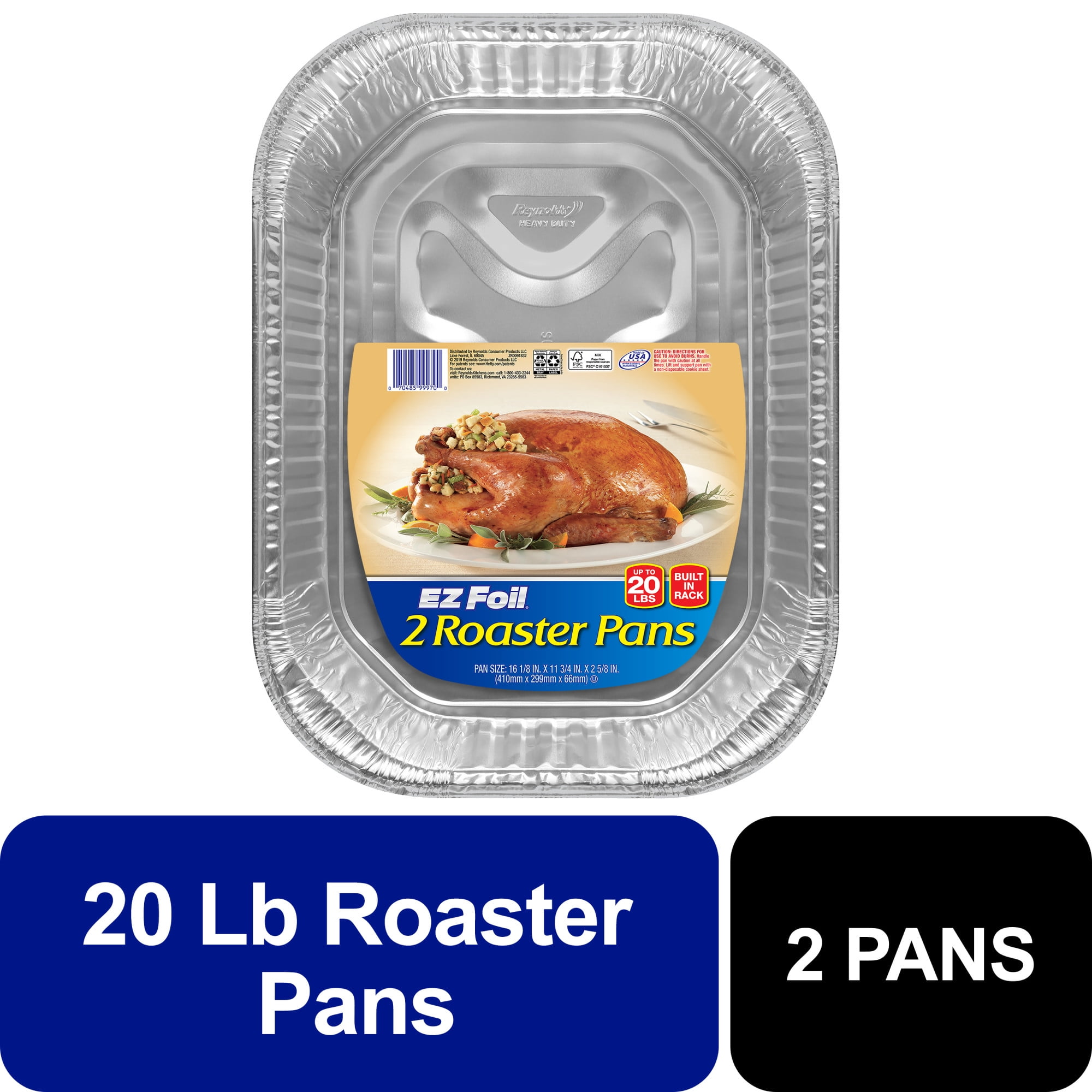 EZ Foil 20 LB Disposable Roasting Pans, 16 x 11.75 x 2.5 in., 2 Count