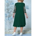 thumbnail image 3 of Women'S Plus Size 1/2 Sleeve Floral Embroidery Chiffon Wedding Guest Dress for Wedding Guest Dark Green XXL, 3 of 4