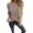 Khaki XL, variant on Women Sweater Round Neck Long Sleeve Hollow Design Jacquard Decor Knitting Tops Solid Color Loose Fit Casual Sweater