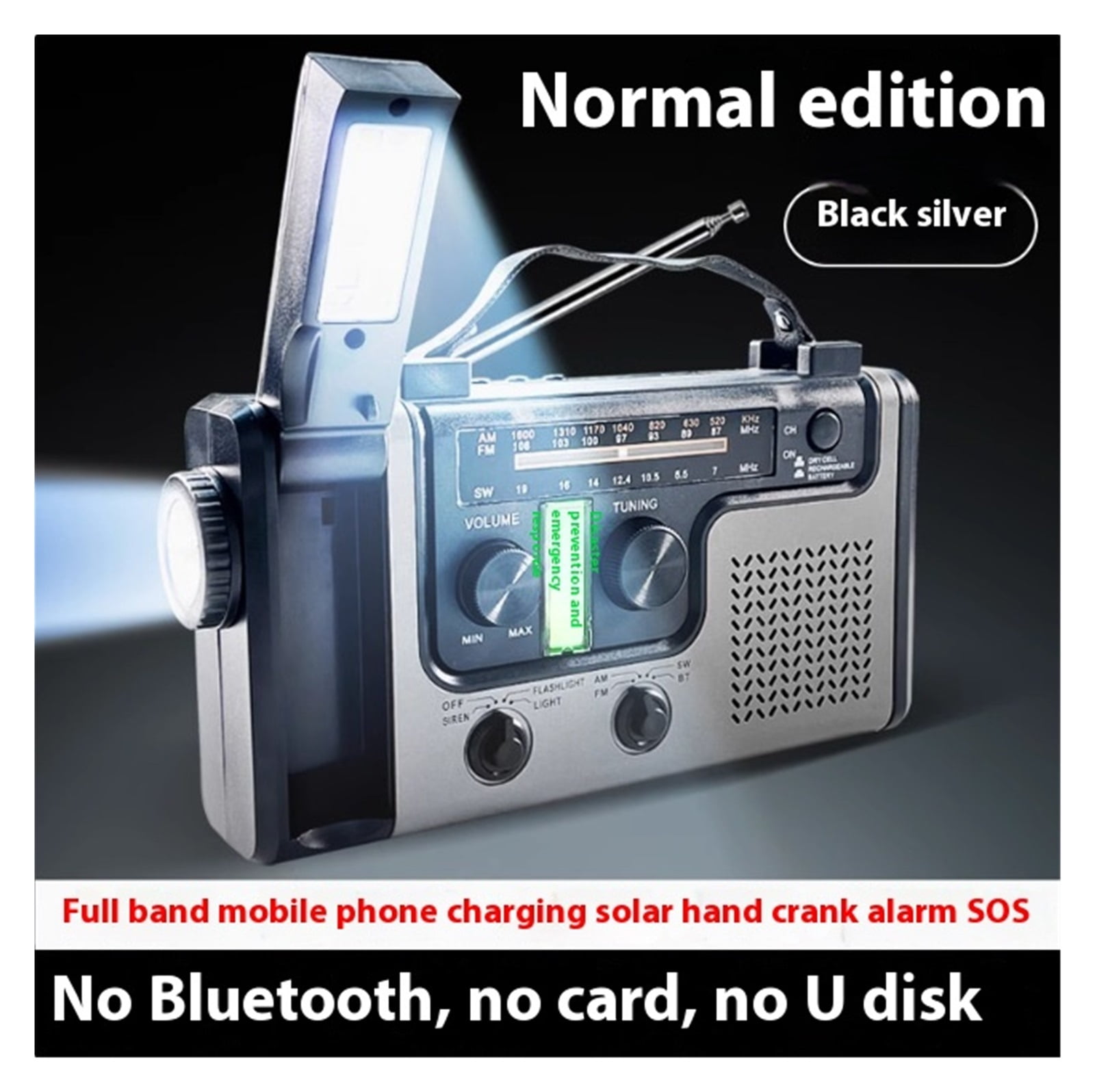 Emerncy Hand Crank Radio, Portable Solar Powered Multi-Function Survival ar With Hand Crank nerator, LED Lighting For Disaster Preparedness And Outdoor Use ,Listen Anytime, Anywhere