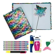 Reversible Rainbow/Silver Mermaid Sequin Diary - Teen & Tween Girls Journal Gift Set with Matching Pen & More for Birthday or Christmas Stocking Stuffers.