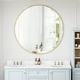 thumbnail image 2 of 42 in Eternity Metal Frame Round Mirror Oversized Bathroom Mirror Round Wall Mirror Large Makeup Vanity Mirror, Gold, 2 of 16