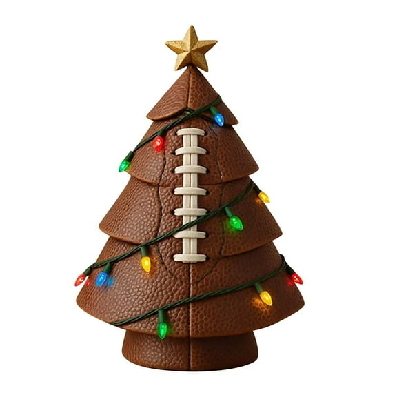 Football Christmas Tree Ornament, Resin Sports-Themed Desktop Decoration for Holiday Festive Party Home Decor, 7.87x4.33x3.15 Inch
