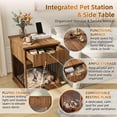 thumbnail image 4 of Leumius Dog Crate End Table with Charging Station,Wooden Dog Kennel Furniture with Hideaway Tempered Glass Door, Multi-Functional Pet Station Side Table,Brown, 4 of 7