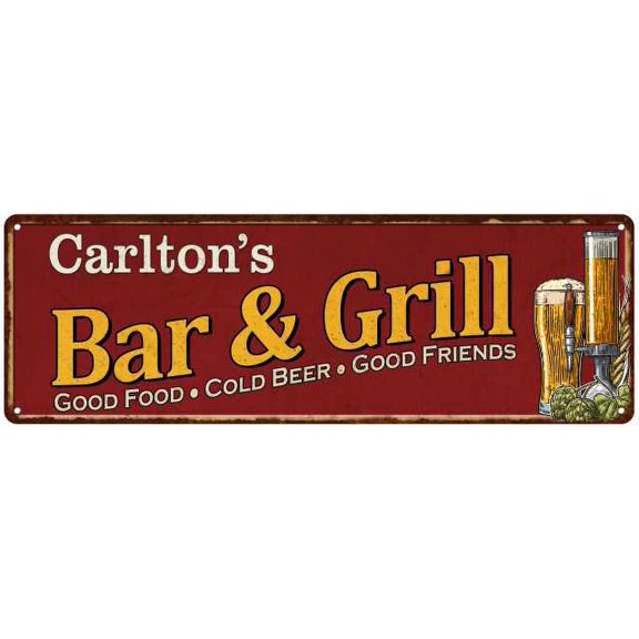 Carlton's Bar and Grill Red Man Cave Decor 6x18 Sign 106180054382
