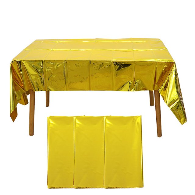 Mantel de fiesta de aluminio de 3 piezas, mantel impermeable de plástico brillante para fiesta de compromiso de boda, 54X108 pulgadas