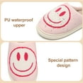 thumbnail image 3 of Smile Face Slippers for Women and Men Retro Comfy PU Leather Slip-On House Shoes with Memory Foam Warm Soft Flat Slides for Indoor & Outdoor, 3 of 5
