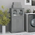 thumbnail image 2 of Costway Bathroom Storage Cabinet Linen Storage Cabinet with Doors and Adjustable Shelves Grey, 2 of 7
