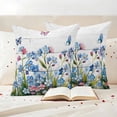 thumbnail image 3 of Blue Spring Floral Outdoor Waterproof Pillow Covers, Pink Flowers Butterfly Wooden Watercolor Decorative Square Throw Pillowcase Sofa Cushion Sham for Patio/Couch/Chair, 24"x24" 2 Pack, 3 of 8