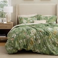 thumbnail image 1 of Juego de funda de edredón Bedsure Queen Size reversible con estampado floral verde, 1 of 9