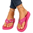 thumbnail image 3 of Wide Sandals,Women's Summer Embroidered Flip Flop Sandals Thick Sole Beach Thong Slippers,Hot Pink,37, 3 of 6