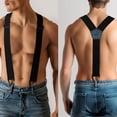 thumbnail image 2 of KAMBERFT Black Suspenders for Men, 1.5 inch Wide Adjustable Elastic Y-Back Braces with 3 Snap Loops, 2 of 5