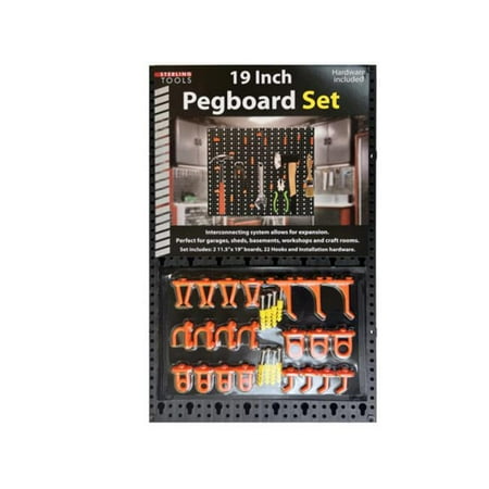 

Kole Imports GE690-6 Peg Board Organizational System with 22 Hooks - Black - Pack of 6