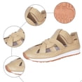 thumbnail image 5 of Rokment Platform Wedge Gladiiator Sandals for Women 2026 Spring Summer Fashion Casual Leather Memory Foam Closed Toe Non Slip Walking Work Shoes Comfortable Beige Size 6, 5 of 7