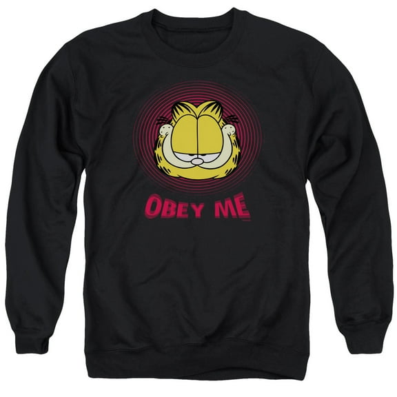Garfield Obey Me Adult Crewneck Sweatshirt Black