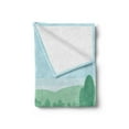 thumbnail image 2 of Golf Soft Flannel Fleece Blanket, Abstract View of Teeing Ground Surrounded by Tree Forest Game Hobby Cartoon, Cozy Plush for Indoor and Outdoor Use, 50" x 60", Pale Blue Apple Green, by Ambesonne, 2 of 5