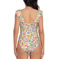 thumbnail image 6 of Yiaed Watercolor Wildflowers Print Women's Ruffled One Piece Swimsuit V Neck Swimwear Slimming Monokini for Woman-Small, 6 of 8