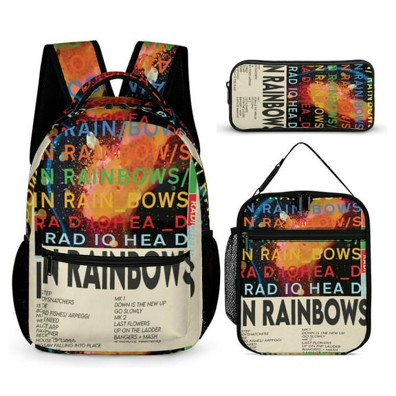 in Rainbows Radiohead 3 PC Backpack Set Casual School Bag Daypack with Lunch Bag Outdoor Travel Large Capacity BagsOne Size