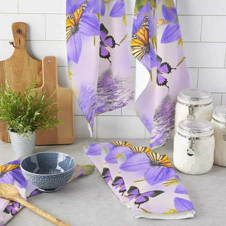 

Butterfly Flower Water Surface Kitchen Towel Bathroom Hand Towel Kitchen Dishcloth Water Absorption Household Cleaning Cloth