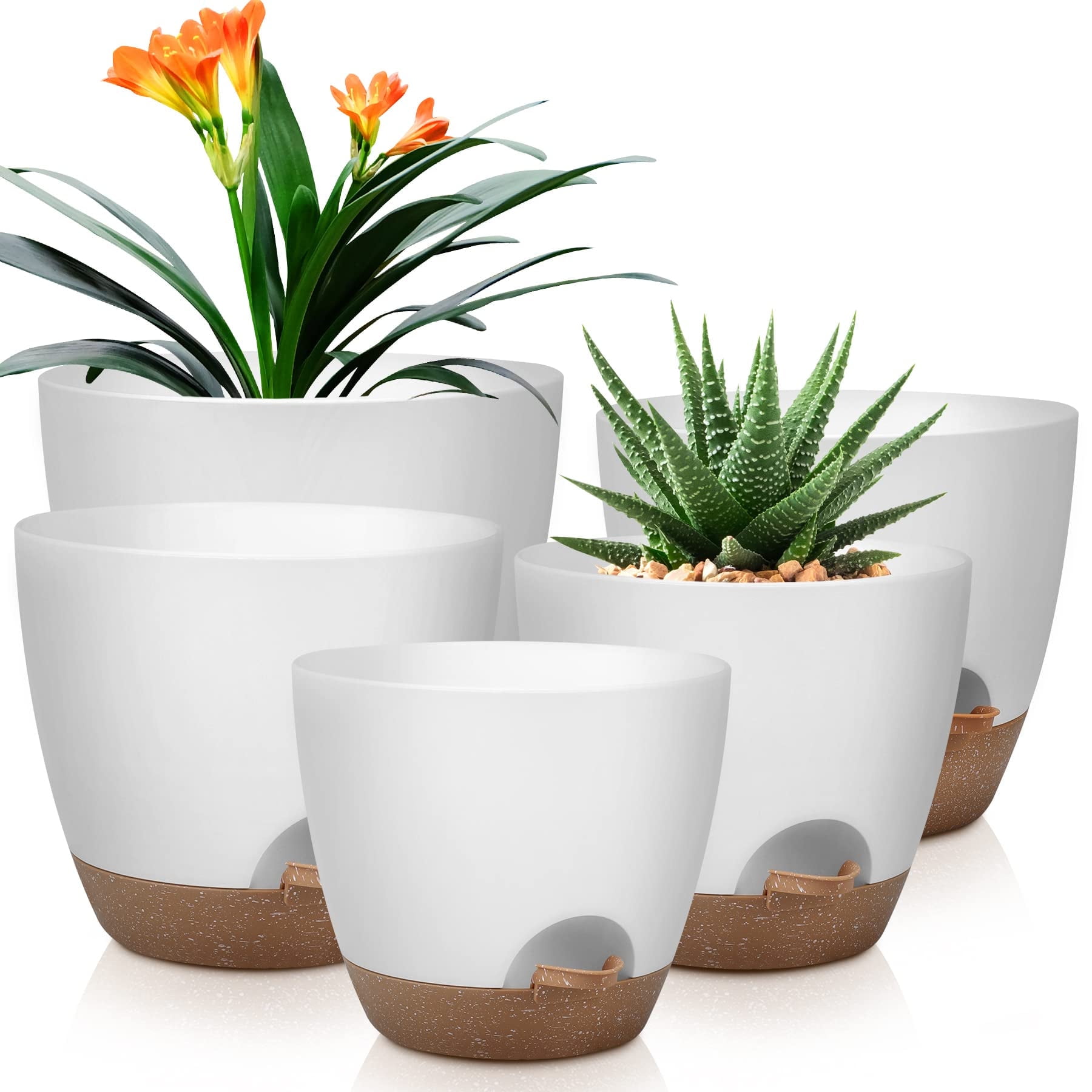 clay planter pot White Terracotta Pot with Water Saucer main image 1