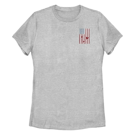 Women's Lost Gods Pocket Flag Hearts Graphic T-Shirt