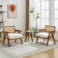 thumbnail image 2 of Sillón de Acento – Mid-Century Moderno – Brazos de Madera y Respaldo de Ratán – Cojín Suave de Lino – Patas Resistentes – 136 kg – Fácil Montaje – Sala, 2 of 8