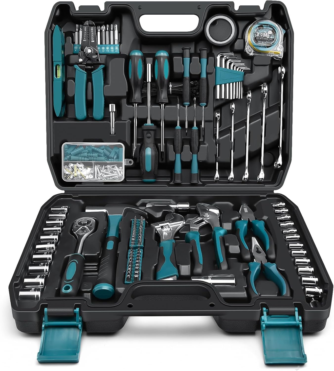 Home Tool Kit 281-PCs - Portable Complete Basic Repair General Hand Tool Sets for Men Women - Full Tool Set with Socket Wrench Set & Screwdriver Set & Metric Hex Key & Pliers & Tool Box Case