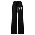 thumbnail image 3 of UACY Kids Printed Bow Sweatpants Elastic Waist Loose Fit Casual Pants for Girls Comfortable Everyday Trousers (Black, 9-10 Years), 3 of 3