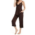 thumbnail image 2 of HAOTAGS Cute Pajama Sets for Women,V Neck Pj Lounge Sets Sleeveless Pockets Two Pieces Sleepwear Coffee S, 2 of 4