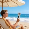 thumbnail image 4 of Weloille Foldable Handheld Fan 1 Pack with Power Cord, Digital Display USB Rechargeable Cooling Fan, 5 Speed Adjustable Low Noise Desktop Fan for Office Home Outdoor Travel Use, 4 of 6