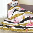 thumbnail image 6 of Pofeuu Gold Glittering Hearts and Flamingos Print Ultra-Soft Micro Fleece Blanket,for Bed Or Sofa,All Season Throw Blankets Flannel Blanket-40"x30", 6 of 7