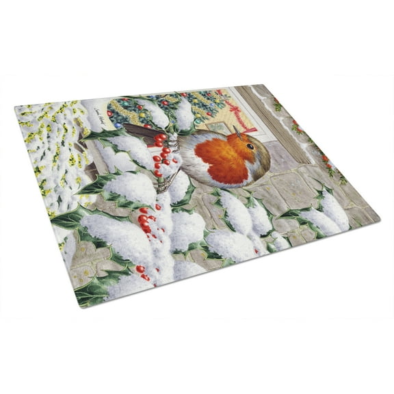 European Robin at the Window Glass Cutting Board Large