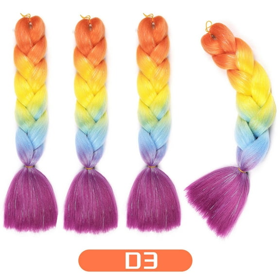 XmhyTop 3 Packs 24 Inch Colorful Braiding Hair Extensions, Ombre Synthetic High-Temperature Resistant Jumbo Braid for Women’s Crochet Braids, MIX-Yellow Blue