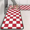 thumbnail image 2 of Kitchen Rugs Sets Of 2,Red and White Checkered Pattern Anti Fatigue Kitchen Mat Rugs Non Slip Washable,Decorative Kitchen Floor Mats for Kitchen,Sink,Laundry,17"x47"+17"x47", 2 of 5