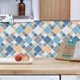 thumbnail image 1 of 6 piezas de azulejos a cuadros azules y amarillos (20*20CM) - Azulejos autoadhesivos para cocina, salón, baño y decoración del hogar autoadhesivos, 1 of 5