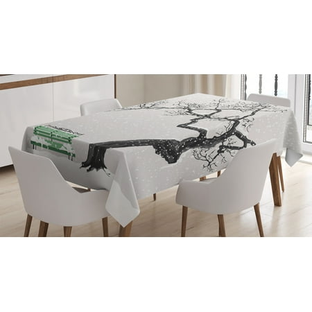 

Farm House Decor Tablecloth Illustration of Winter Scenery with Retro Bench and Single Tree Cold Days Rectangular Table Cover for Dining Room Kitchen 60 X 90 Inches Brown Green by Ambesonne
