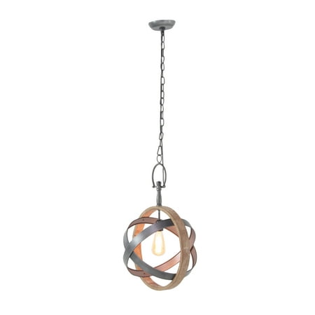 

DecMode 15 x 25 Gray Metal Caged 1 Light Pendant with Link Style Chain 1-Piece