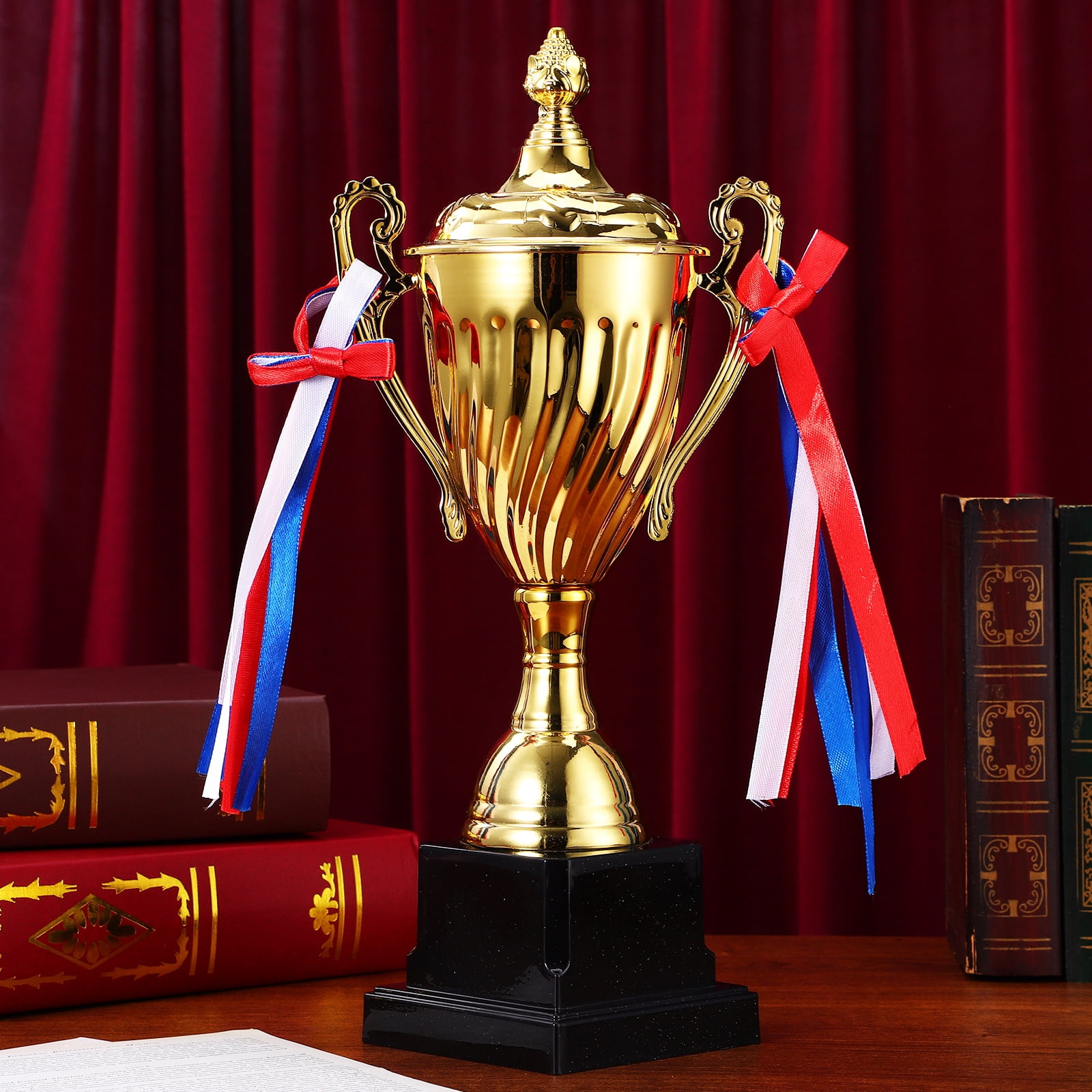 Clispeed Large Metal Trophy Cup with Detailed Carving Design for Sports Awards, Competitions, and Achievement Recognition