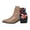 Gray, variant on Womens Ankle Boots Boho Floral Printed Patchwork Pointed Toe Fall Winter Side Zipper Block Heel Short Booties