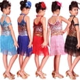 thumbnail image 4 of Aosijia Girls Sequin Tassel Dress Latin Dance Skirt Costume Sparkling Sleeveless Fringe Dress for Kids Children Ballet Tango Rumba Dancewear 4-18 Years, 4 of 5