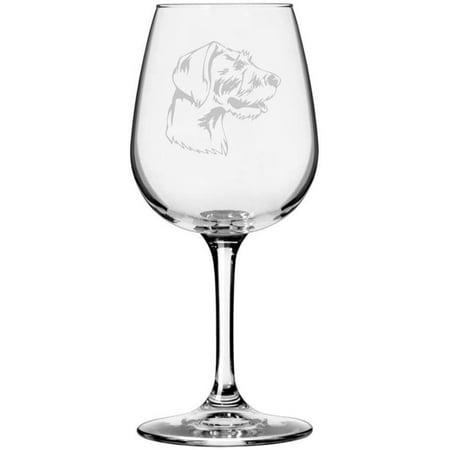 

German Rough Haired Pointer Dog Themed Etched 12.75oz Libbey Wine Glass