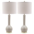 thumbnail image 1 of Safavieh Lighting Collection Mae Long Neck Light Grey Ceramic 31-inch Bedroom Living Room Home Office Desk Nightstand Table Lamp (Set of 2) - LED Bulbs Included, 1 of 1