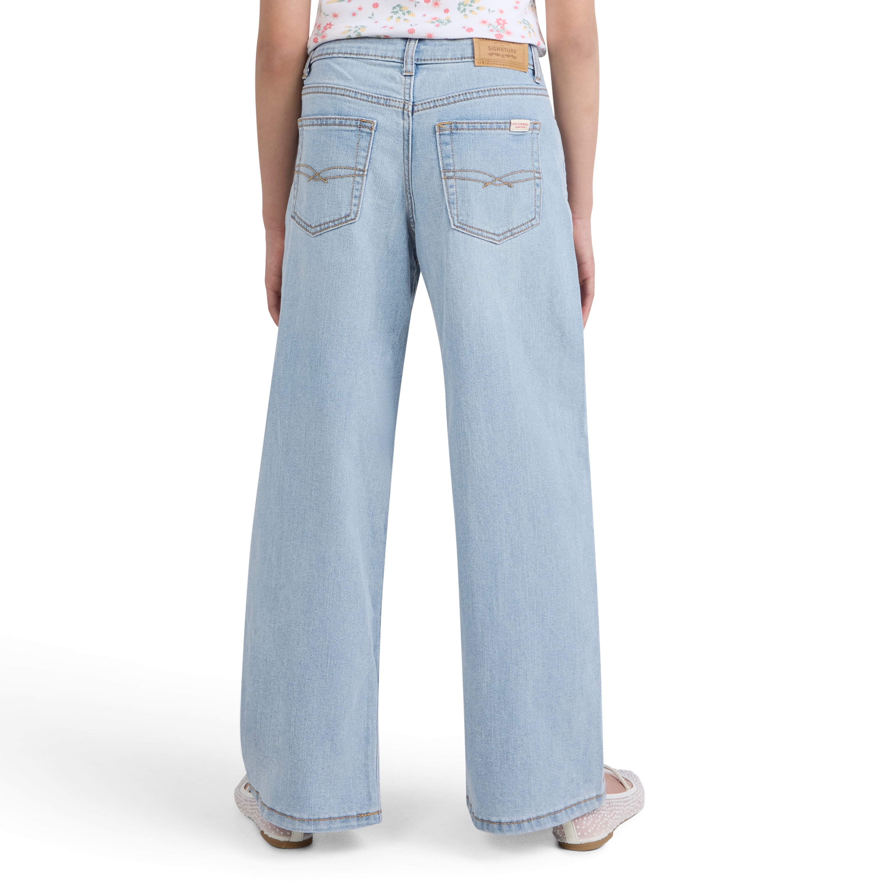 Levi Strauss Signature Girls' Baggy Straight Leg Jeans, Sizes 2T-18