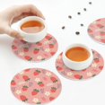 thumbnail image 6 of Bingfone Vintage Strawberry Floral Leather Drinks Coasters with Set of 6,Suitable for Home Kitchen,Coffee Cup Coasters Home Gift, 6 of 7