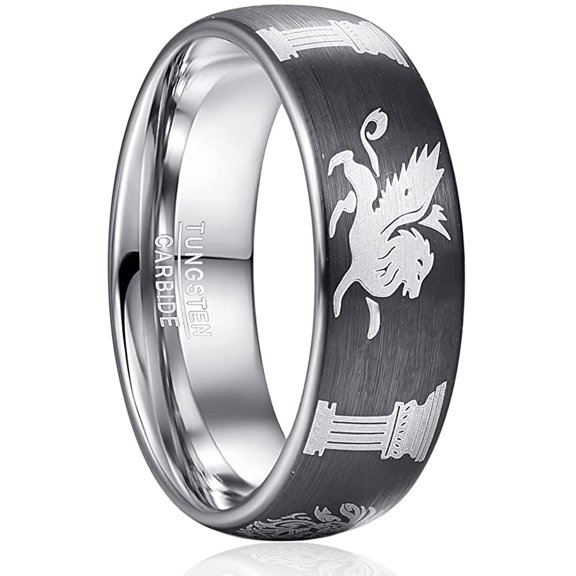 Men /Women 8mm Tungsten Carbide Ring Surface Lassa Electric Black Laser Pattern Tungsten Carbide Ring for Men Women Comfort Fit Size 7-12