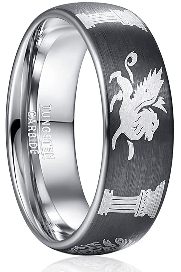 Men /Women 8mm Tungsten Carbide Ring Surface Lassa Electric Black Laser Pattern Tungsten Carbide Ring for Men Women Comfort Fit Size 7-12