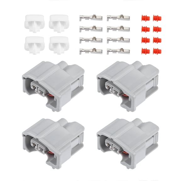 Unique Bargains 4 Set 2 Pin No.9098011875 Car Fuel Injector Connector Adapter Plug Clip Kit Replacement for Toyota