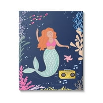 Stupell Industries Happy Mermaid Dancing Boombox Graphic Art Gallery Wrapped Canvas Print Wall Art, Design by Nikita Jariwala