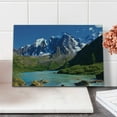 thumbnail image 2 of Landscape Cutting Board, Snowy Mountaintop Bustling River Pine Trees Rocks Grass Clouds Shrubs, Decorative Tempered Glass Cutting and Serving Board, Small Size, White Green Grey, by Ambesonne, 2 of 5